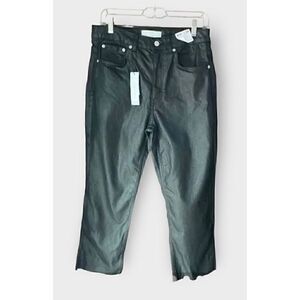 Topshop High Waisted Straight Leg Coated Jeans Black Size 9 NWT